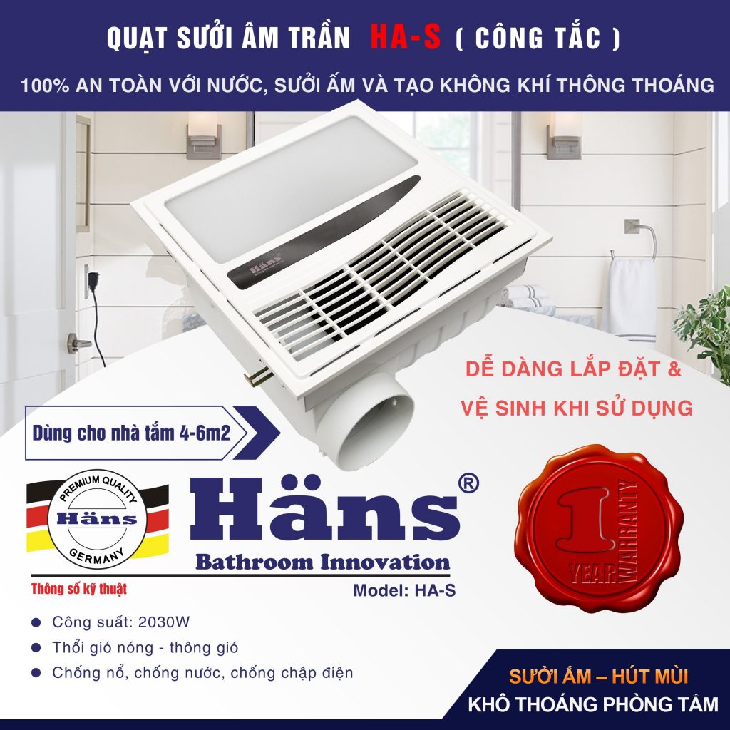 Quạt sưởi tích hợp thông gió Hans HAS