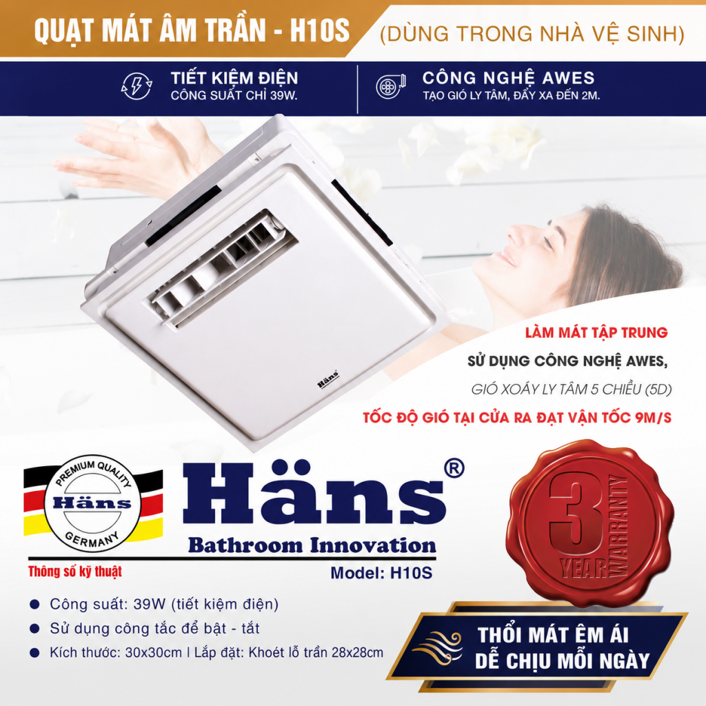 quạt mát âm trần Hans